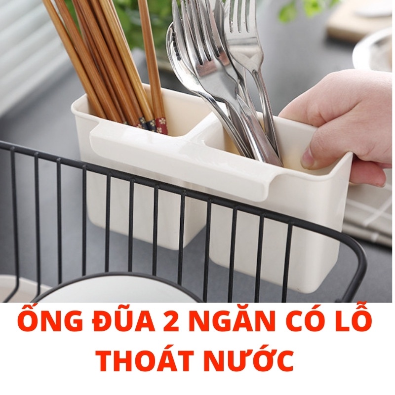 Rổ Úp Chén Bát Inox 304 Thông Minh Có Khay Hứng Nước