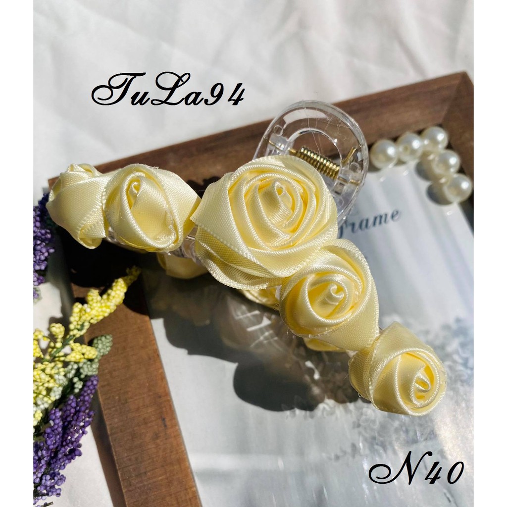 Kẹp Tóc Ngoạm Hoa Hồng 3D Sang Chảnh Phong Cách Retro Hàn Quôc nhiều màu TuLa94