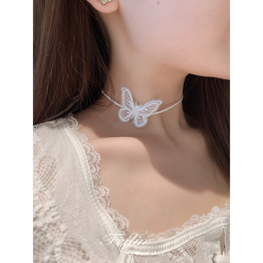 LEEVA - Vòng cổ chocker phối bướm ren Hàn Quốc trang sức nữ PK004