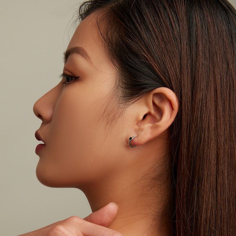 Khuyên tai BAMOER bạc 925 đính đá zircon nhiều màu sắc thời trang