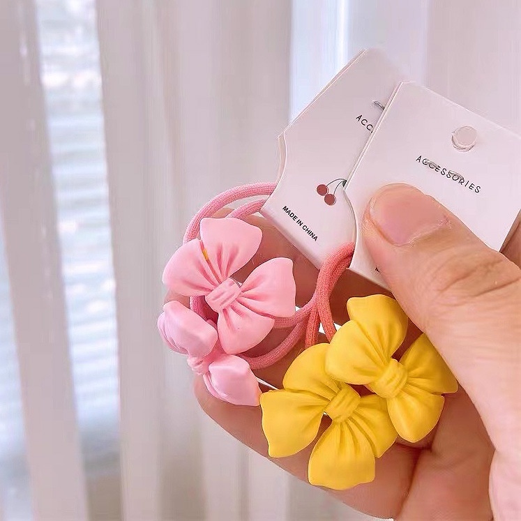 Dây Cột Tóc Co Giãn Đính Nơ Màu Kẹo Dễ Thương Cho Bé Gái