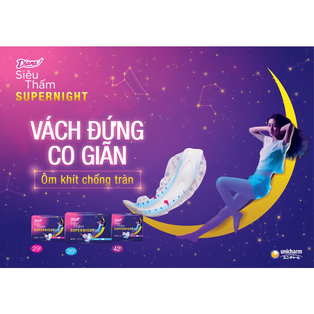 [BVS] Băng vệ sinh Diana Super Night 29cm 4 miếng