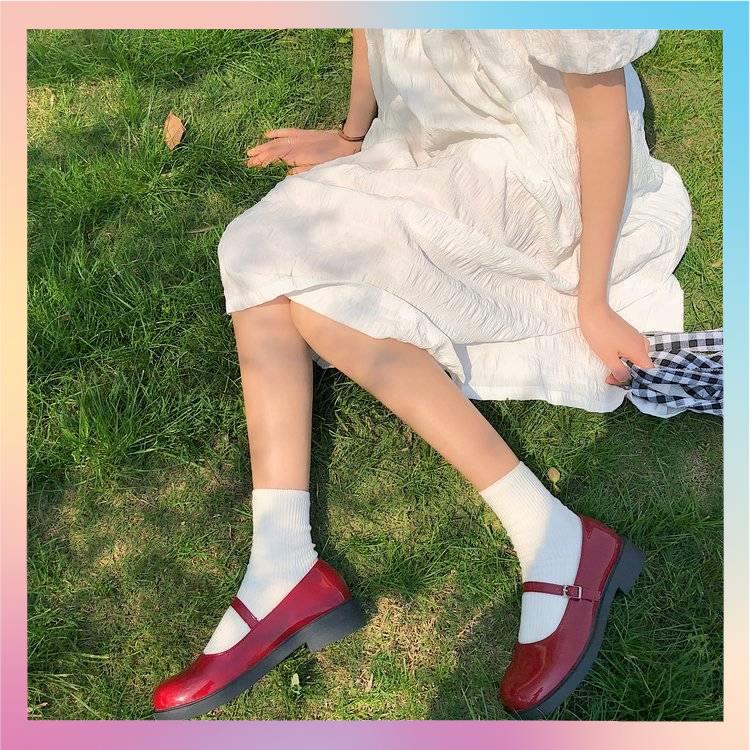 Giầy mary jane Giày Da Đế Thấp Phong Cách Nhật Bản Dễ Phối Đồ