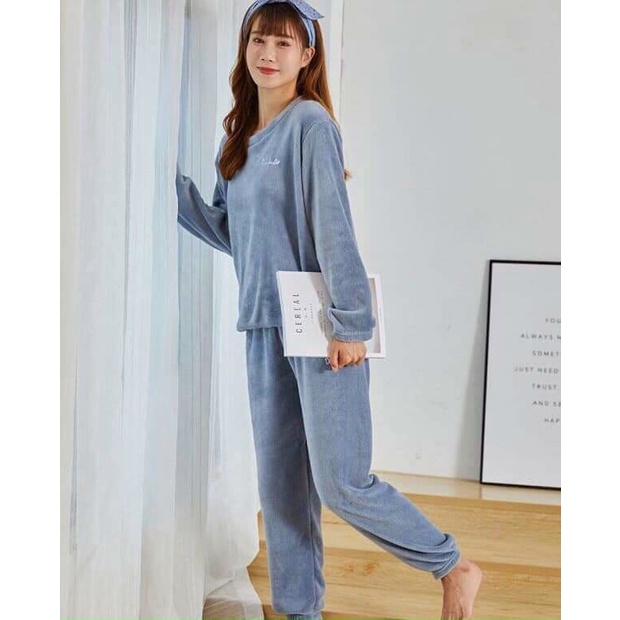 Bộ ngủ bông dài tay thời trang thu đông free size từ 40 - 55kg