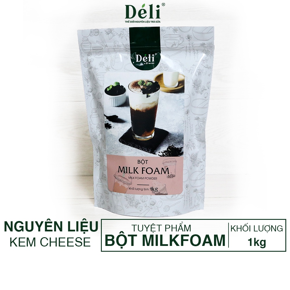 Bột Milk Foam cao cấp Déli [GIÁ TỐT] VỊ MUỐI BIỂN (TÚI 1KG) - Nguyên liệu pha chế trà sữa, trà trái cây