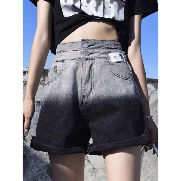 quần sooc jeans Quàng Châu đen xám