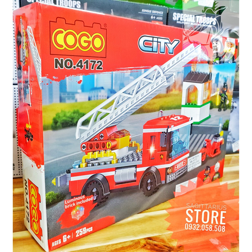 Lego COGO 4172  Lắp Ráp Xe Cứu Hỏa - Có Led ( 259 Mảnh )