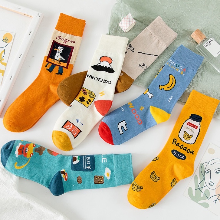 Vớ tất unisex núi lửa chuối xanh cổ cao