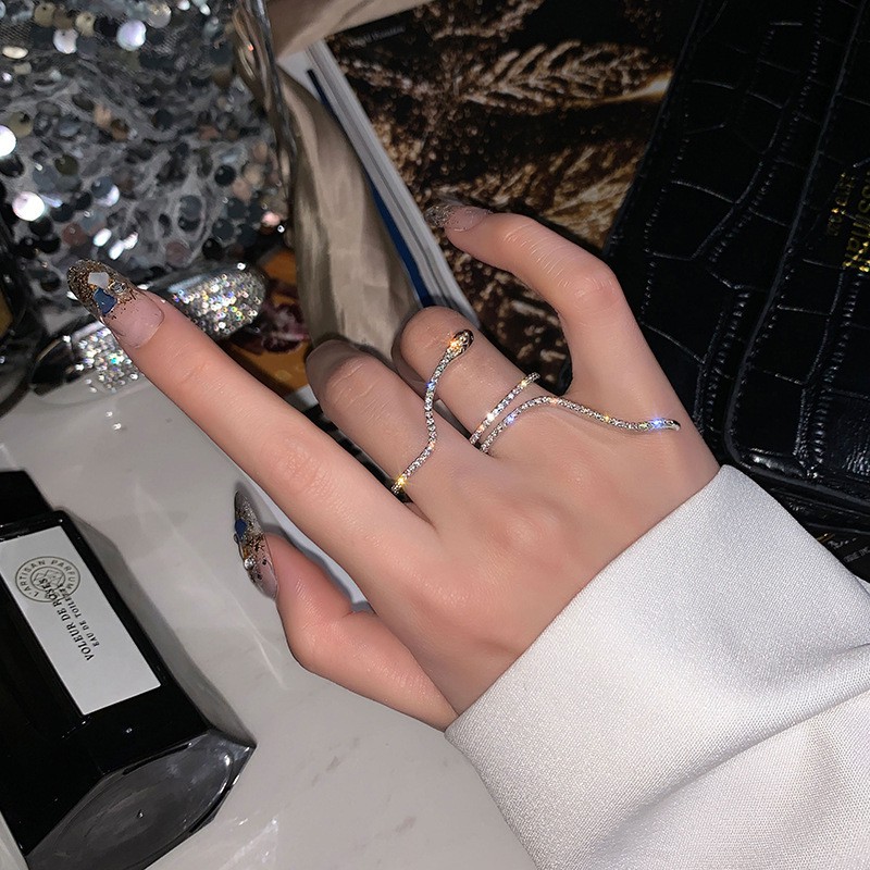 DDFI - Korea Style ✈✈  Ring Simple Fashion Instagram Retro Ring Diamond Tail Full Zircon Mosaic Ring G1A01