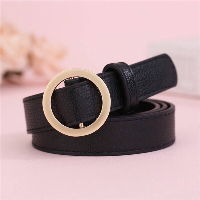 Thắt Lưng Nữ Bản Nhỏ Dây Nịt Nữ Da PU Khóa Luồn Tròn Phong Cách Thời Trang Trẻ Trung