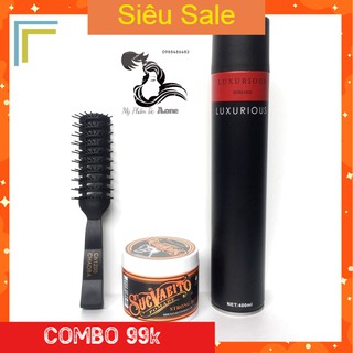 [ Hót ] Tặng Lược - Combo  Gôm Xịt Tocs Luxuryous 400ml +  Sáp Vuôt Tóc  Sawemsito Pomade