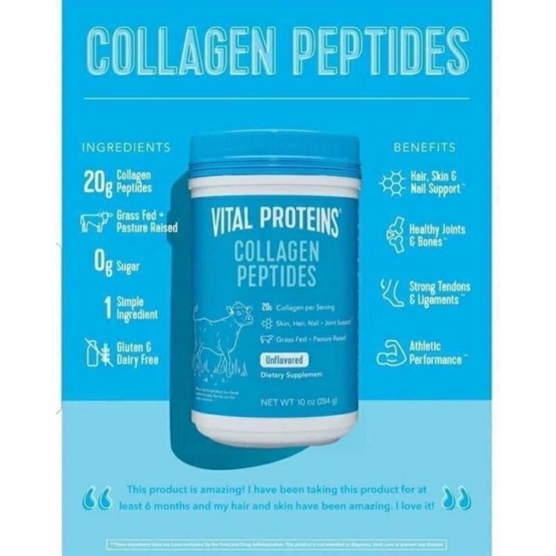 Bột Collagen thủy phân Vital Proteins Mỹ collagen bột