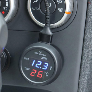 Máy đo nhiệt độ điện áp kỹ thuật số đa chức năng 3 trong 1 Đồng hồ vạn năng Pin xe máy Máy đo nhiệt độ