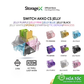 Switch bàn phím cơ akko cs jelly purple , jelly black , jelly white , jelly blue , jelly pink , sponge , starfish 45 cái