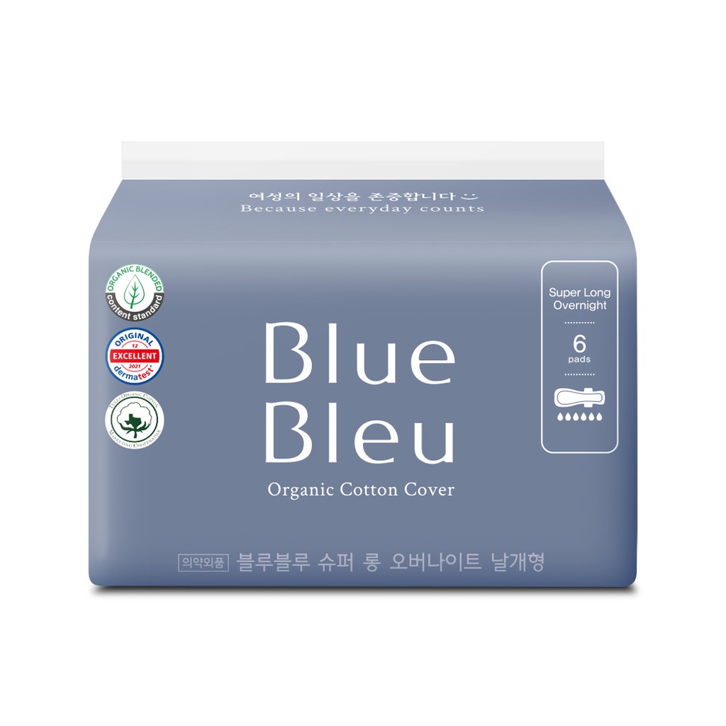 BĂNG VỆ SINH HỮU CƠ BLUE BLEU TINH DẦU CÂY BÁCH (BAN ĐÊM 43CM)
