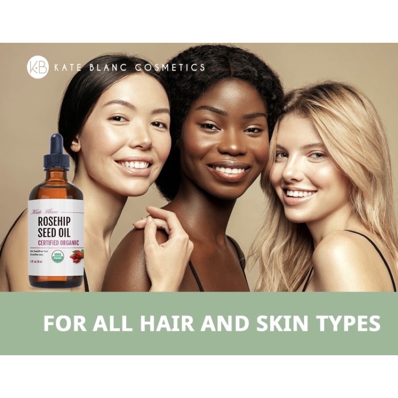 Tinh dầu dưỡng da nụ tầm xuân organic 100% thuần khiết Rosehip Oil for Face &amp; Skin - Kate Blanc Cosmetics 30ml USA