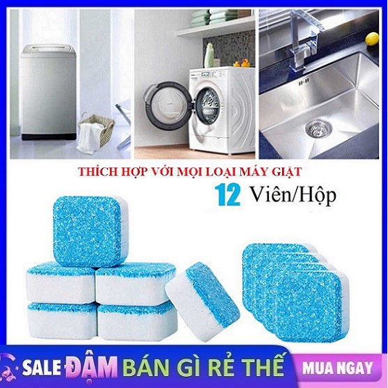 Combo 12 Viên Tẩy Vệ Sinh Lồng Máy Giặt, Diệt khuẩn và Tẩy chất cặn Lồng máy giặt hiệu quả