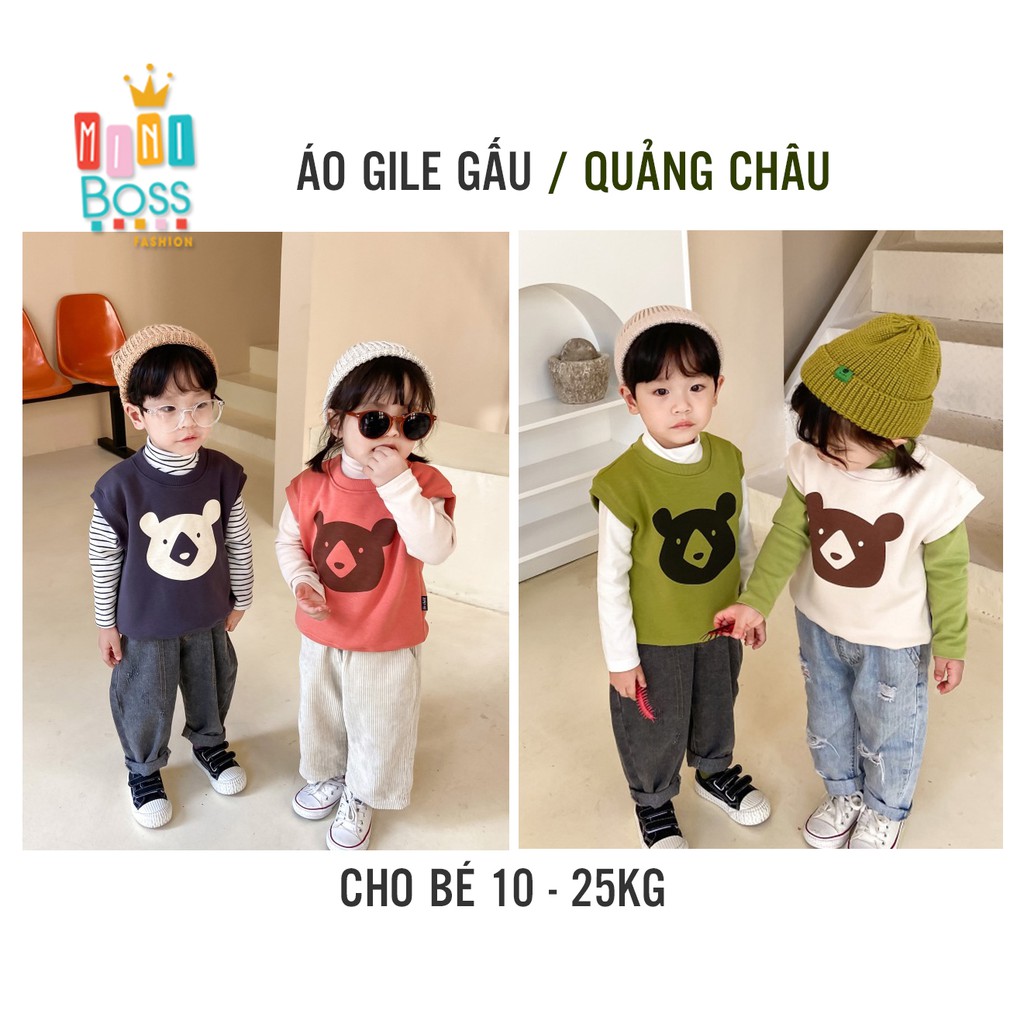 Áo gile nỉ lót lông cho bé trai bé gái 10-25kg Quảng Châu | Áo ba lỗ lót lông cho bé.