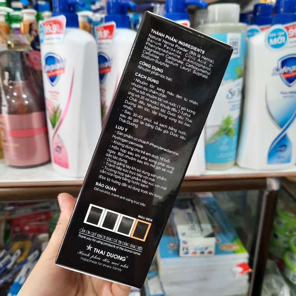 (Hộp 5 gói) Dầu gội Nhuộm Tóc Dược Liệu - Gội Là Đen Thái Dương(10g/gói)