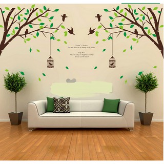 Decal dán tường decal trang trí cành cây tổ chim BINBIN PK366