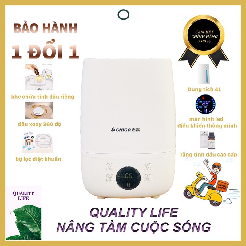 Máy phun sương tạo ẩm khử mùi diệt khuẩn gia đình màn led thông minh chính hãng Chigo ZG-512 4L