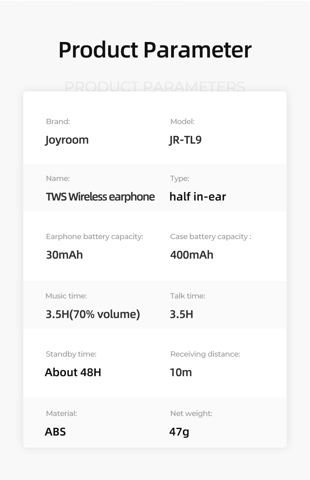 Joyroom TL9 TWS Tai nghe Bluetooth không dây Điều khiển cảm ứng thông minh Tai nghe TWS không dây Với âm thanh trầm nổi