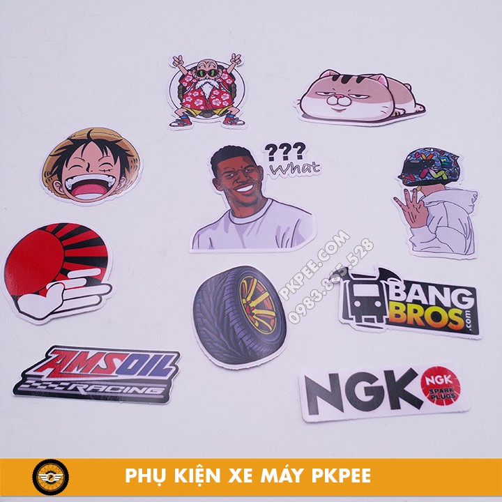 Combo Tem Sticker Dán Xe Máy, Laptop, Điện Thoại, Nón Bảo Hiểm, Chống Thấm Nước, Chống Bay Màu