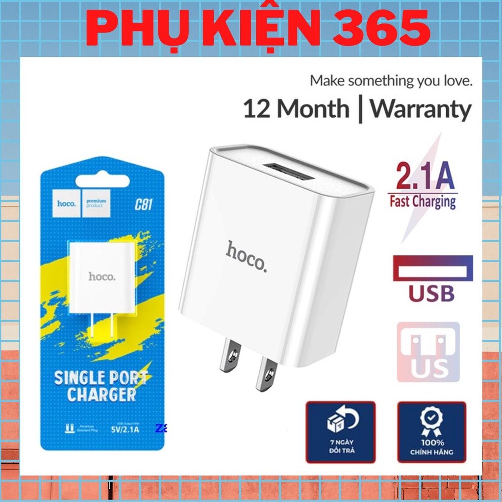 CỐC SẠC NHANH C81 - 5V / 2.1A / 1 CỔNG RA