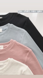 Áo thun croptop tay dài chất gân