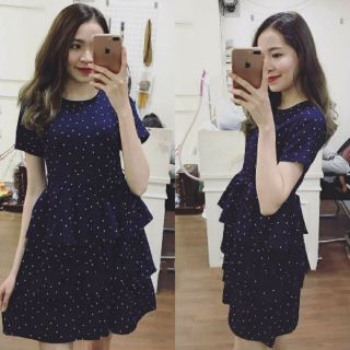 đầm babydoll chấm bi nơ