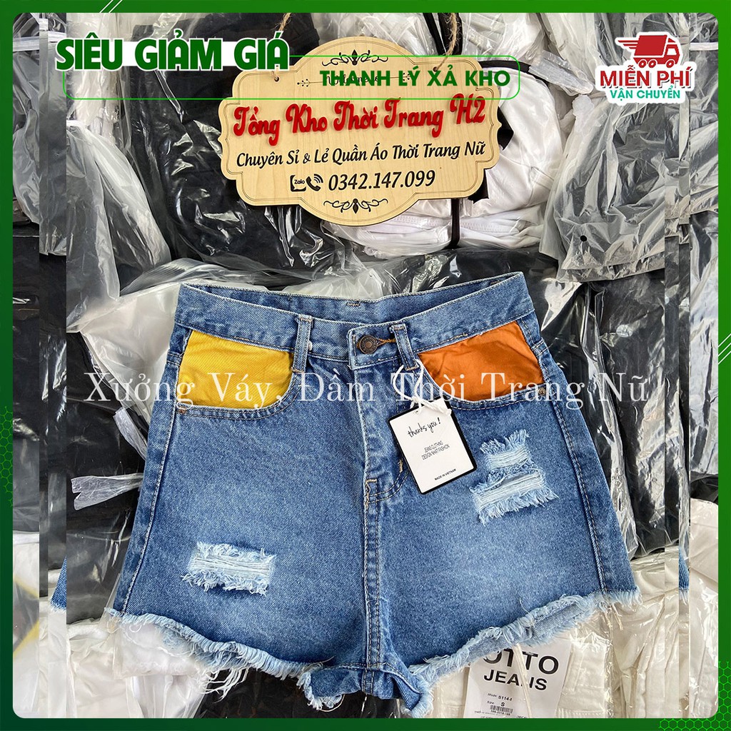✅Cam Kết Ảnh Thật 100%✅🎯🎯 Quần shorts jeans nữ ống rộng cá tính , Quần đùi jeans túi màu nữ hàng loại 1🌸 | BigBuy360 - bigbuy360.vn