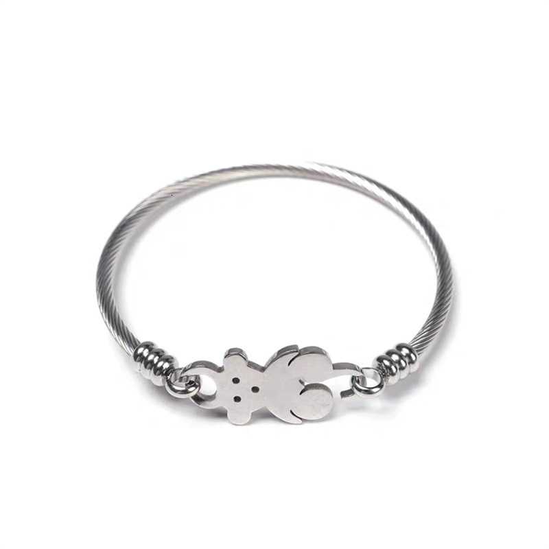 [Giao Hàng Miễn Phí] Vòng Tay Thép Titan Họa Tiết Gấu Hoạt Hình Cho Nam Nữ 22104