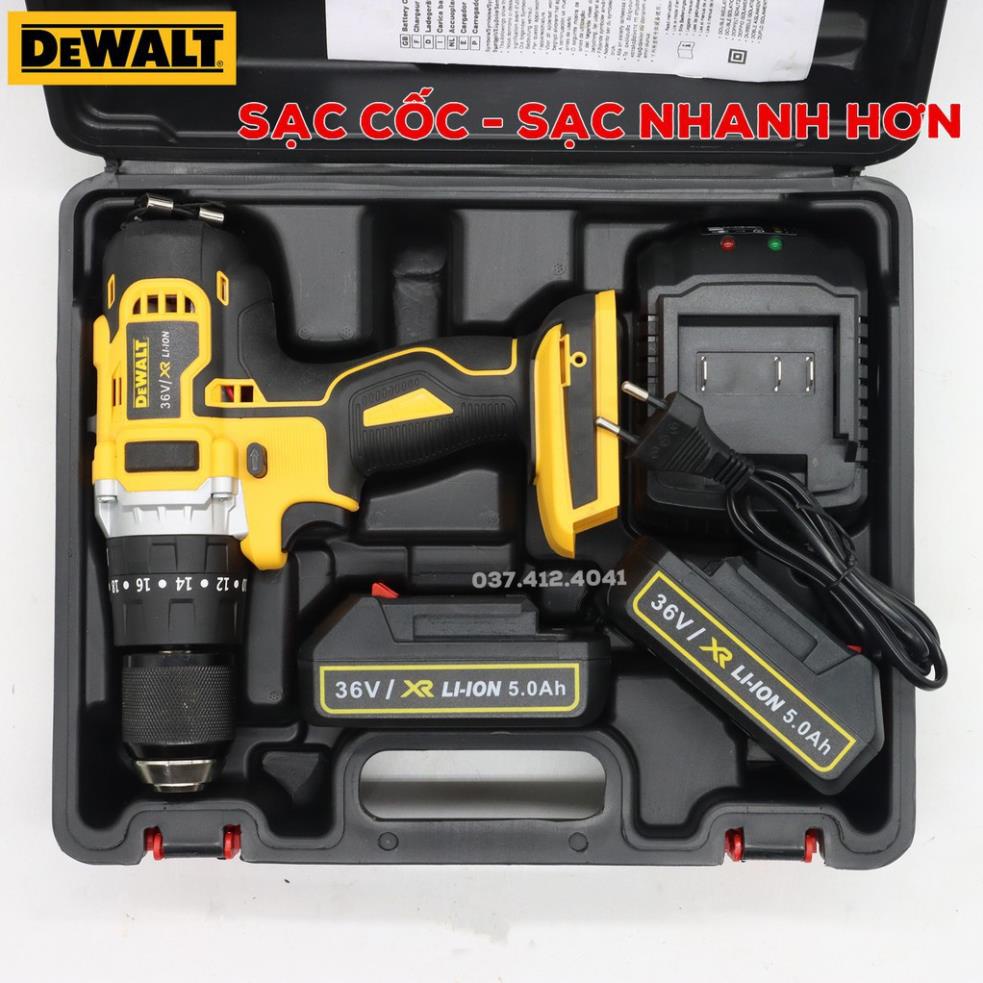 Máy Khoan Pin DEWALT 36V  - TẶNG MŨI KHOAN - Khoan bê tông, Đầu kẹp 13ly - Máy Bắt Vít Động cơ 775 - Lõi Đồng
