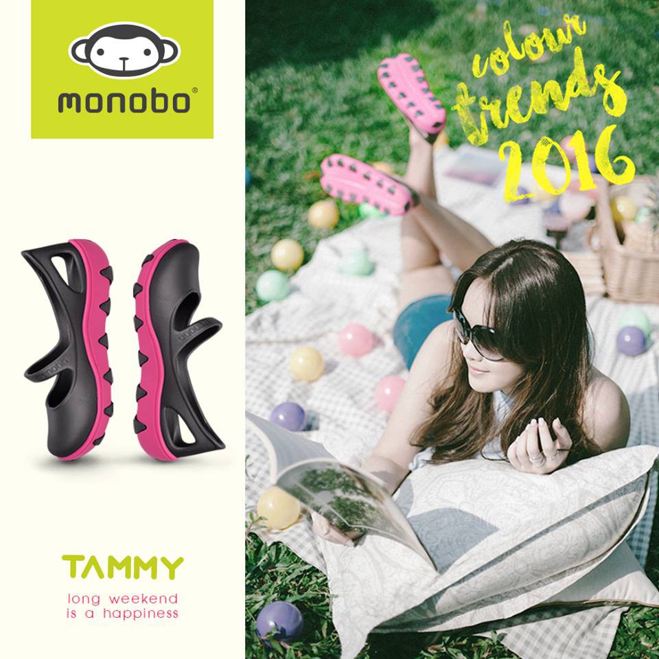 Giày Thái Lan Nữ nhựa đúc MONOBO - TAMMY - xám tro đế hồng