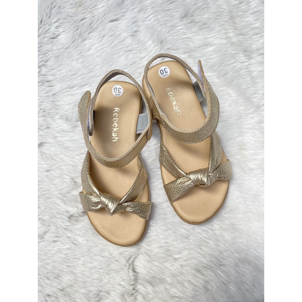 GIÀY SANDAL DA MẪU NƠ CHO BÉ GÁI