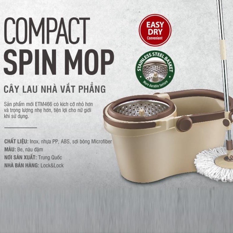 Cây lau nhà xoay tay Compact Spin Mop Lock&Lock