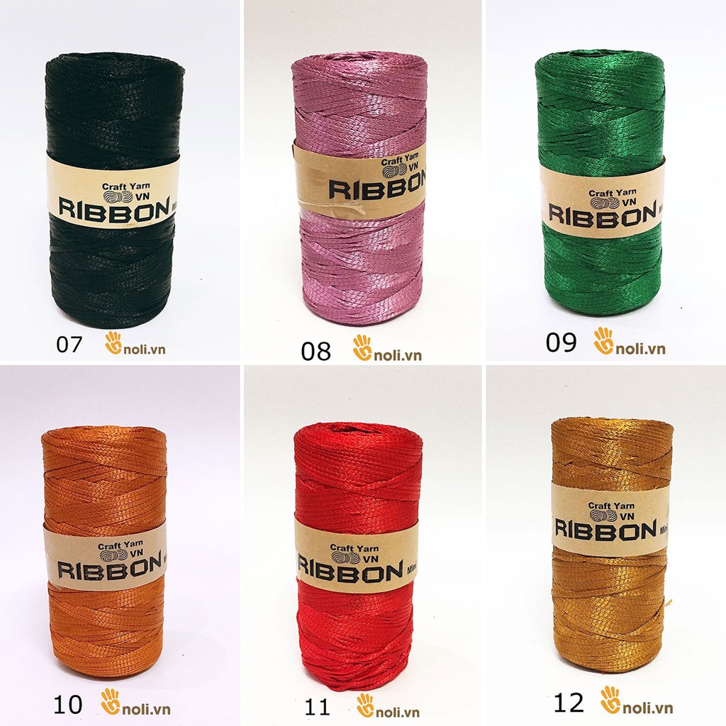 Sợi dệt ribbon chuyên móc mũ túi giày (Đủ bảng màu mã 01 đến 34)