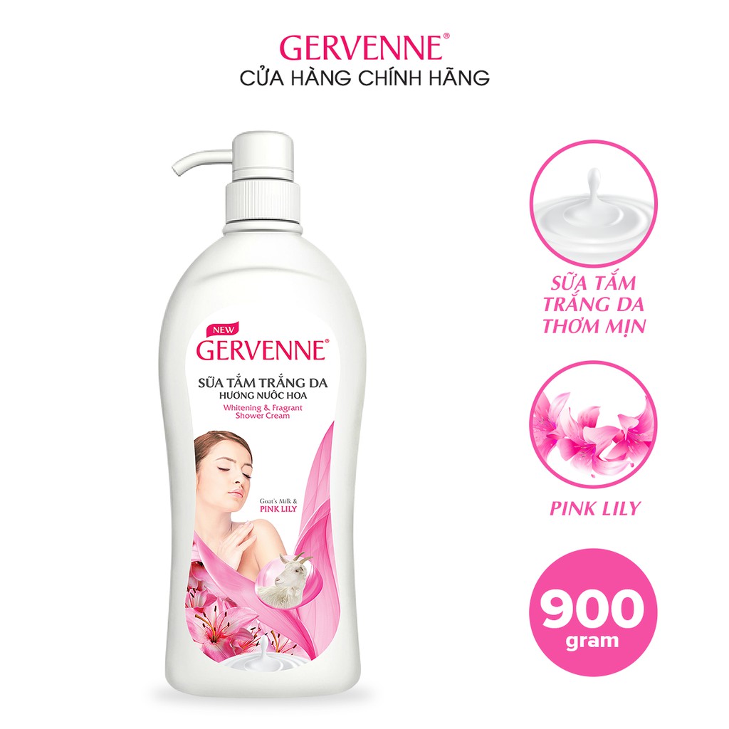 Sữa tắm trắng da Gervenne Pink Lily 900gr