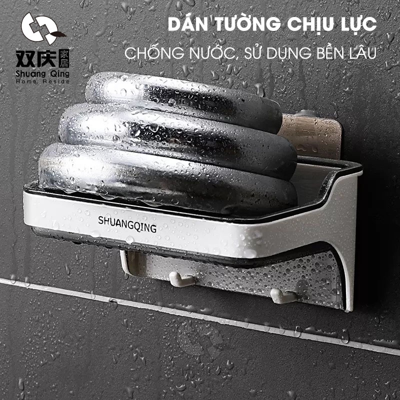 Giá Để Xà Phòng Dán Tường SHUANGQING Kèm Móc Treo Đa Năng SQ-5267