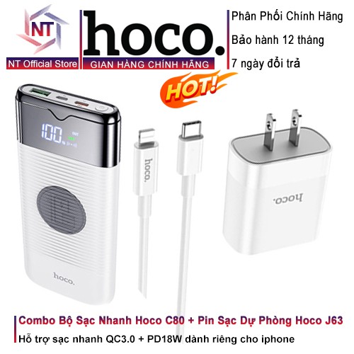 Combo Bộ Sạc Nhanh Hoco C80 + Pin Sạc Dự Phòng Hoco J63 Hỗ Trợ Sạc Nhanh QC3.0 + PD18W – Bảo Hành 12 Tháng | BigBuy360 - bigbuy360.vn