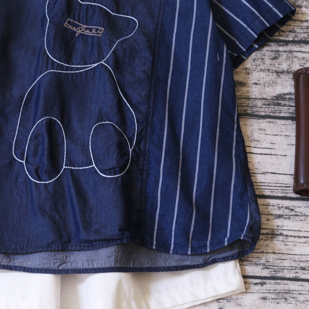 ÁO MORI DENIM THÊU GẤU