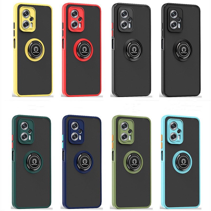 Ốp Điện Thoại TPU Cứng Mặt Nhám Chống Sốc Có Nhẫn Đỡ Kim Loại Cho Xiaomi Poco X4 GT 5G POCCO X4GT PocoX4GT