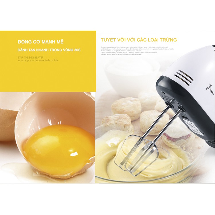 [Mã ELHA22 giảm 5% đơn 300K] [Hot] Máy Đánh Trứng Cầm Tay 7 Tốc Độ Công Suất 180W