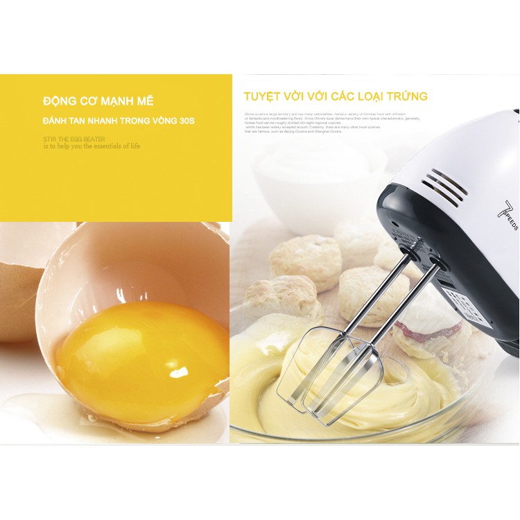 [GIÁ SỈ] Máy Đánh Trứng Cầm Tay 07 Tốc Độ 180W 🥚 𝑺𝑰𝑬̂𝑼 𝑩𝑬̂̀𝑵 🥚 Loại Cao Cấp 2020 Thiết kế kết cấu đũa khuấy tulip