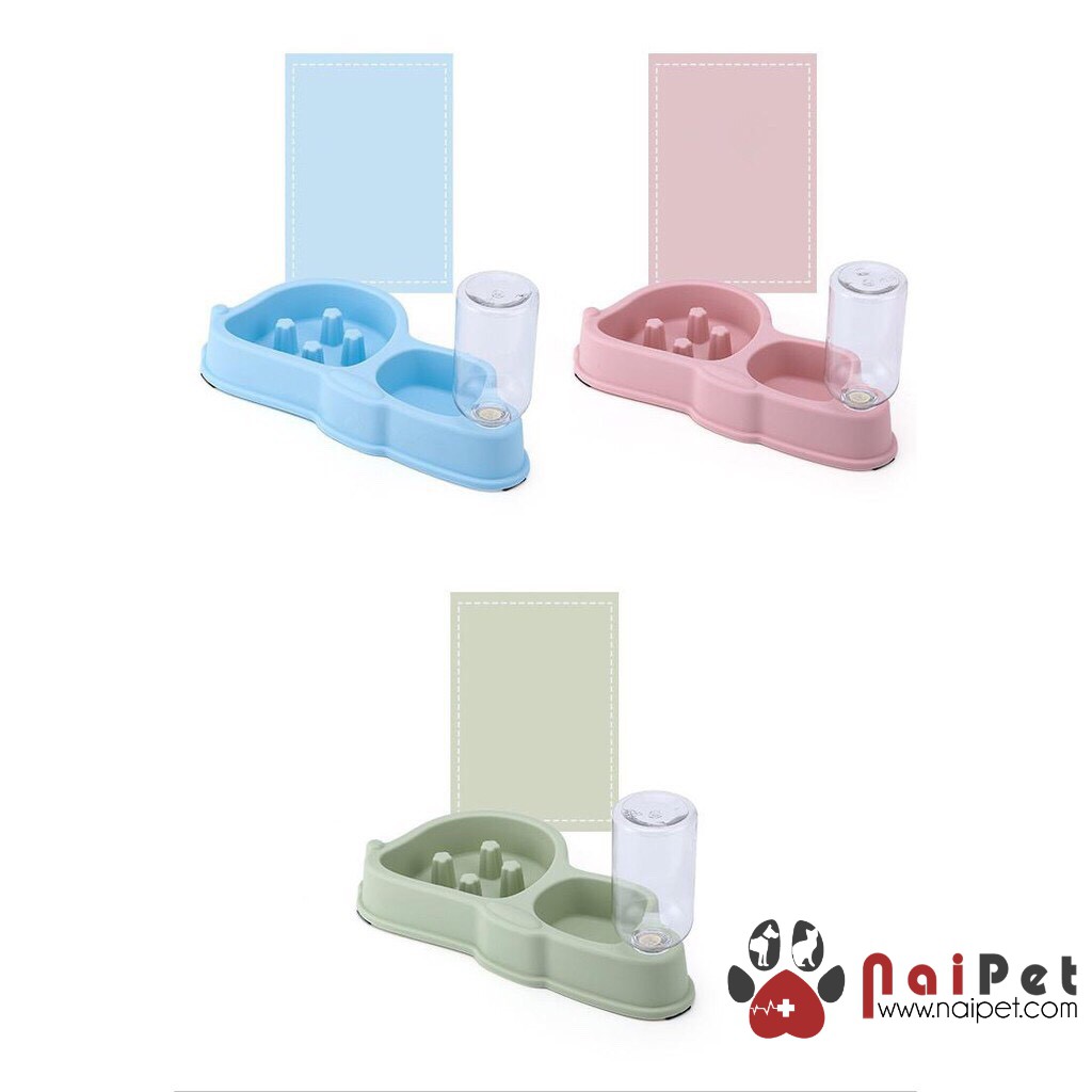 Bát Đôi Chống Ăn Nhanh Gắn Bình Cấp Nước Tự Động Fox Shape Dog Bowl BAU022