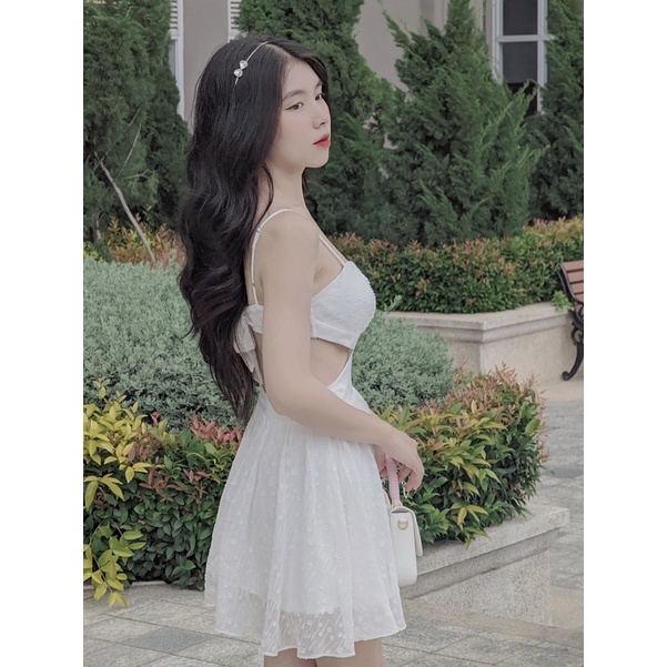 Maiaofficial - Đầm trắng cut out 2 dây hở lưng dây cột nơ sau Azura Dress🐑