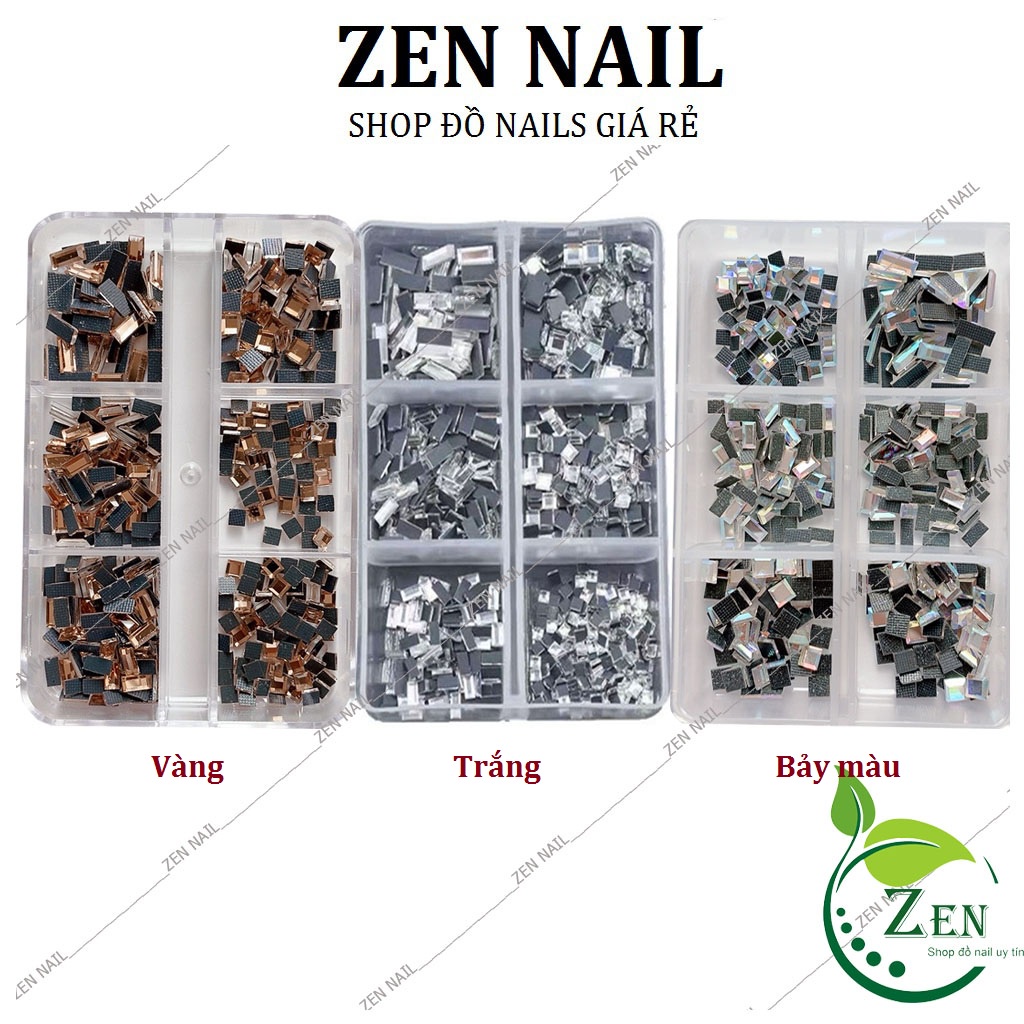 Đá đính móng , Đá nail mix mẫu chữ nhật , hình vuông trang trí móng