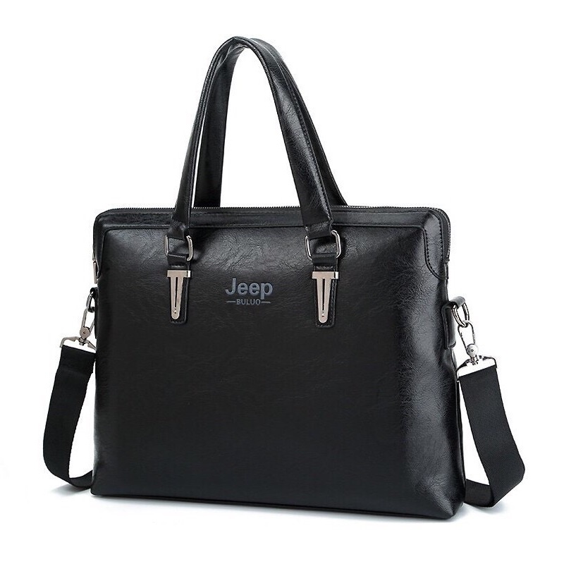 Túi xách cặp da công sở JEEP BULUO T04 42x32x7cm (Nâu đậm - Nâu sáng - Đen) | BigBuy360 - bigbuy360.vn