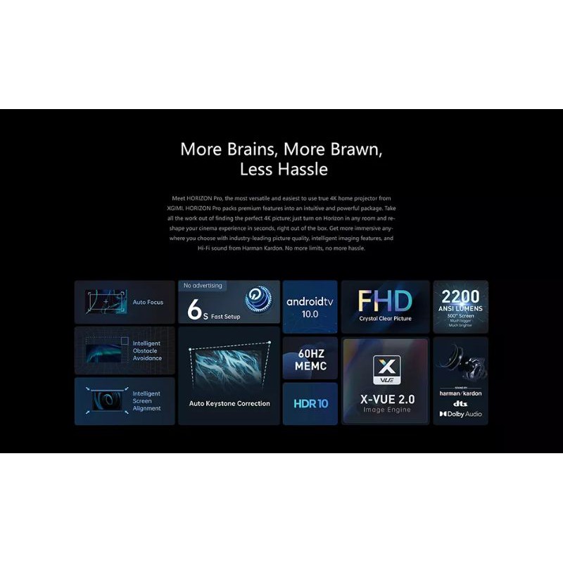 Máy chiếu thông minh XGIMI H3S tích hợp Android  | 2200 nits | 300" | Loa Harman Kardon .