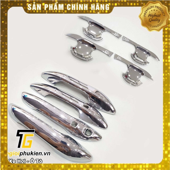 Bộ ốp tay nắm, hõm cửa xe Hyundai Grand i10 2021 mạ Crom